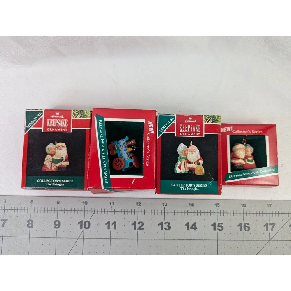 Hallmark Miniature Ornament Lot Kringles Santa Mrs Claus Train
